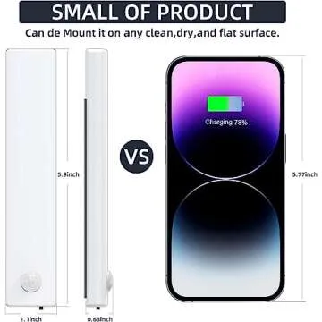 Anmeery Under Cabinet Lights 6 Pack Motion Sensor Light Indoor LED Ultra Thin Closet Lighting USB-C Rechargeable Battery Operated Stick-On Light for Kitchen Night,Dark Hallway,Wardrobe