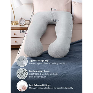 AngQi U Shaped Pregnancy Pillow for Support and Comfort
