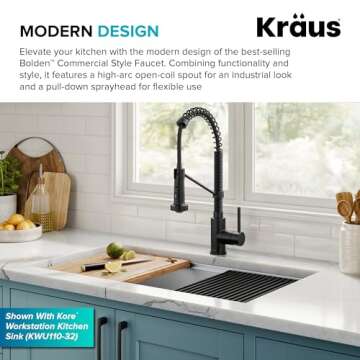 KRAUS Bolden Pull Down Kitchen Faucet in Matte Black