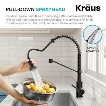 KRAUS Bolden Pull Down Kitchen Faucet in Matte Black
