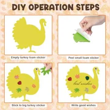 LUKBERA 660pcs Fall Foam Turkey Thanksgiving Craft Kits, Thanksgiving Turkey Foam Stickers Glitter Maple Leaf Pumpkins Self Adhesive Stickers Set for Kids Thanksgiving DIY Arts and Crafts Party Décor