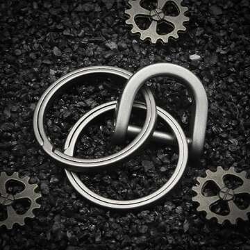 PJYTAC Titanium Key Ring Side Pushing Key Rings for Key Carabiner Quick Release EDC Split Rings for Keychains Heavy Duty