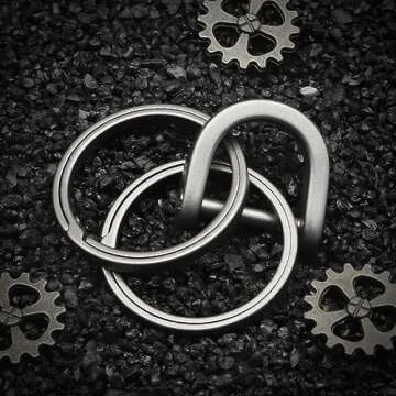 PJYTAC Titanium Key Ring Side Pushing Key Rings for Key Carabiner Quick Release EDC Split Rings for Keychains Heavy Duty