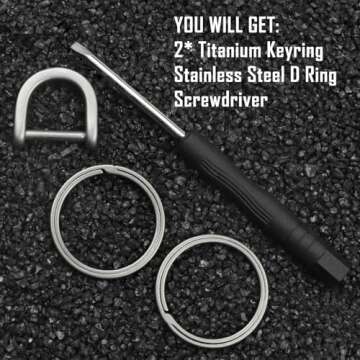 PJYTAC Titanium Key Ring Side Pushing Key Rings for Key Carabiner Quick Release EDC Split Rings for Keychains Heavy Duty