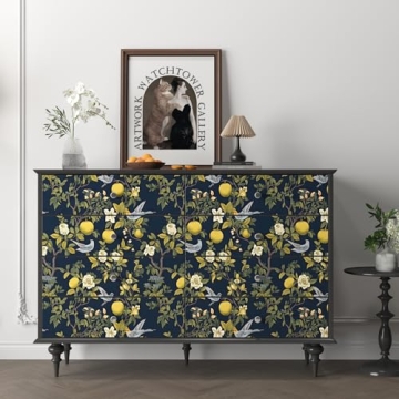 Elegant Birds Wallpaper Peel and Stick, Floral Design 17.5" x 393.7"