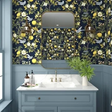 Elegant Birds Wallpaper Peel and Stick, Floral Design 17.5" x 393.7"