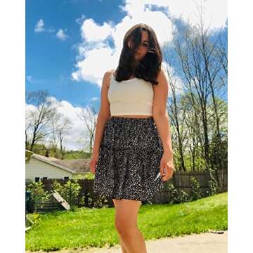 Alelly Women's Summer Cute High Waist Ruffle Skirt Floral Print Swing Beach Mini Skirt