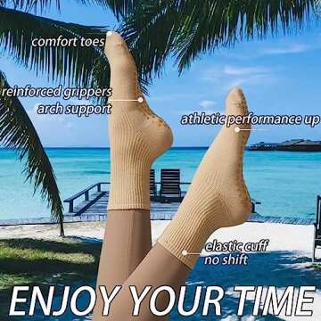 Grip Socks Women Pilates Yoga Socks Non Slip Barre Dance Hospital Running Cute Cotton Ankle Slipper ...