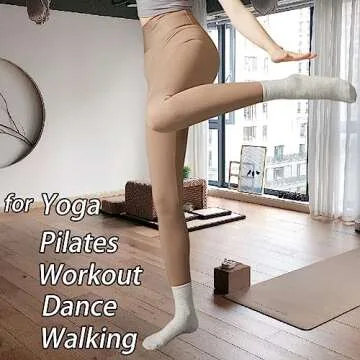 Grip Socks Women Pilates Yoga Socks Non Slip Barre Dance Hospital Running Cute Cotton Ankle Slipper Sock 3/4 Pairs(4 Pack-Black White Light grey Light green)