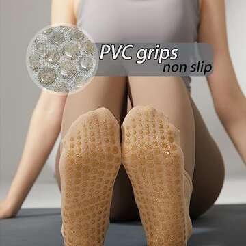 Grip Socks Women Pilates Yoga Socks Non Slip Barre Dance Hospital Running Cute Cotton Ankle Slipper Sock 3/4 Pairs(4 Pack-Black White Light grey Light green)