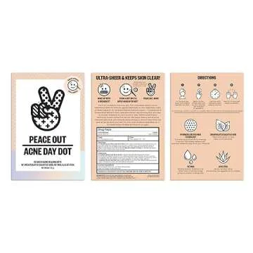 PEACE OUT Skincare Acne Day Dot. 6-hour Fast Acting Sheer Hydrocolloid Pimple Patches with Salicylic...