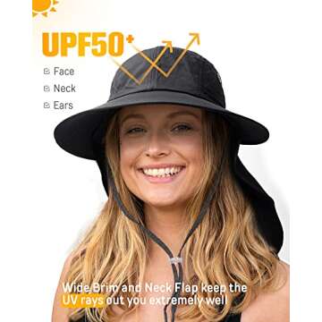 Camptrace Wide Brim UPF 50+ Hiking Fishing Gardening Hat with Neck Flap Sun Protection Outdoor Safar...