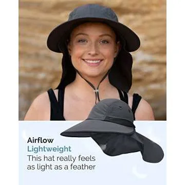 Camptrace Wide Brim UPF 50+ Hiking Fishing Gardening Hat with Neck Flap Sun Protection Outdoor Safari Hats for Women Nylon