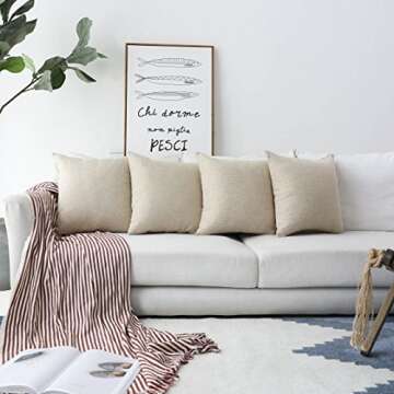 Home Brilliant Burlap Decorative Throw Pillow Covers Set of 2