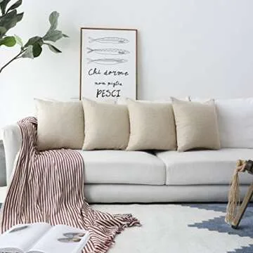 Home Brilliant Burlap Decorative Throw Pillow Covers Set of 2