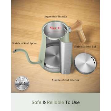 Fabuletta Gooseneck Electric Water Kettle for Quick Brewing