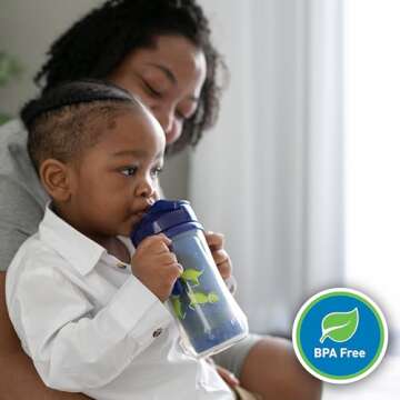 Dr. Brown's Milestones Insulated Sippy Cup with Straw and Handles, Spill-Proof Tumbler with Lid, 2-Pack, Blue, 10 oz/300 mL, BPA Free, 12m+