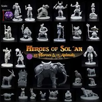 Wildspire Heroes, NPC Animal Companions & Troll King for DND Miniatures Bulk 28mm-32mm Unpainted Paintable Dungeons and Dragons Minis Pathfinder Figures for Fantasy Tabletop Roleplaying Games like D&D