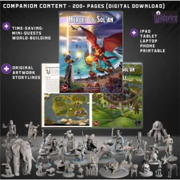 Wildspire Heroes, NPC Animal Companions & Troll King for DND Miniatures Bulk 28mm-32mm Unpainted Paintable Dungeons and Dragons Minis Pathfinder Figures for Fantasy Tabletop Roleplaying Games like D&D