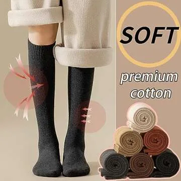 CHUNFO Thigh Knee High Thermal Women Warm Long Winter Socks Boot Cotton Mid-Calf Sock Ski Compressio...
