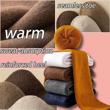 CHUNFO Thigh Knee High Thermal Women Warm Long Winter Socks Boot Cotton Mid-Calf Sock Ski Compression Stocking Socks(7 Pack, Balck, Light-Espresso, Dark-Brown, Dark-Grey, Red, Yellow, Light-Grey)