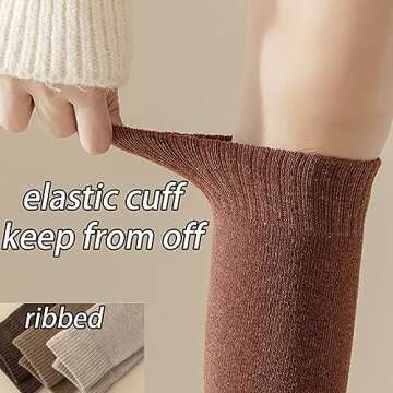 CHUNFO Thigh Knee High Thermal Women Warm Long Winter Socks Boot Cotton Mid-Calf Sock Ski Compression Stocking Socks(7 Pack, Balck, Light-Espresso, Dark-Brown, Dark-Grey, Red, Yellow, Light-Grey)