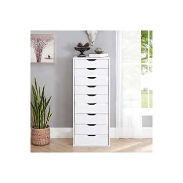 Naomi Home Office File Cabinets Wooden File Cabinets for Home Office Lateral File Cabinet Wood File Cabinet Mobile File Cabinet Mobile Storage Cabinet Filing Storage Drawer White/9 Drawer