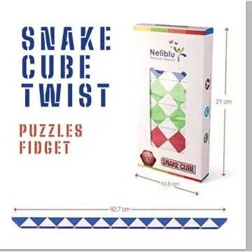 Neliblu Sensory Fidget Snake Cube Twist Puzzles Toys for Kids - Stocking Stuffers - Bulk Pack of 3 Assorted Colors - Snake Fidget Toy Party Favors - Snake Puzzle Party Bag Fillers