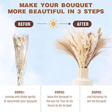 ANEUHS Natural Dried Pampas Grass Bouquet, Natural Home Decor, Phragmites Dried Flowers, Fluffy stem Bouquet for Home Decor Wedding Boho Flowers Decor Rustic Farmhouse Party (86PCS)