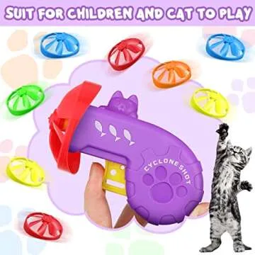 Sumind 18 Pieces Cat Fetch Tracking Interactive Toys with 5 Colors Flying Propellers for Indoor PET Cat Kitty Training Chasing (Purple, Cat)