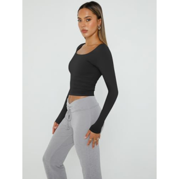 Y2K Slim Fit Women's Long Sleeve Crop Tops 2024