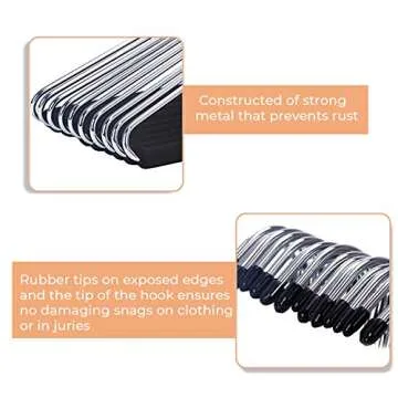 J.S. Hanger Open Ended Anti-rust Metal Slack Pant Hangers with Non-slip Foam Coating, 20-Pack