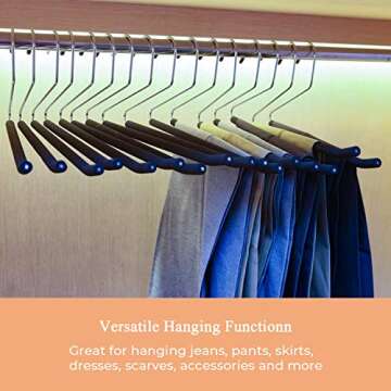 J.S. Hanger Open Ended Anti-rust Metal Slack Pant Hangers with Non-slip Foam Coating, 20-Pack