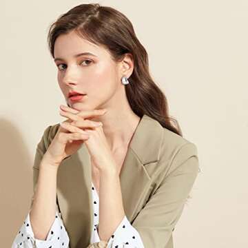 MUYAN Silver Dainty Wide Half Hoop Clip On Earrings for Women Small Chunky Thick Hoop Earrings Lightweight Jewelry