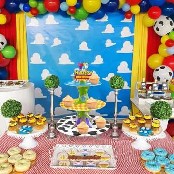 3-Tier Cartoon Story cupcake stand Cardboard Cake Stand Dessert Tower Holder for toy theme Birthday Decoration Baby Shower Party Supplies