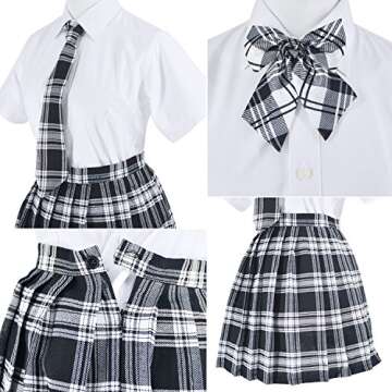 Elibelle Japanese tartan pleated school uniform cosplay costumes with socks eyeglass frame set