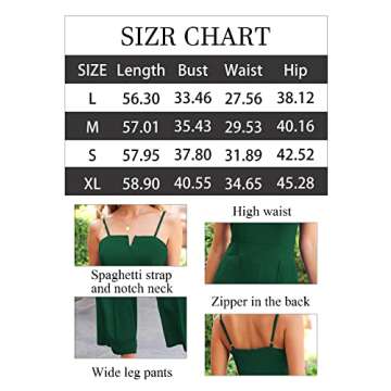 Theenkoln Women's Stretchy Notch Neck Jumpsuit High Waist Spaghetti Strap Romper Wide Leg Pants Rompers with Pockets Black M