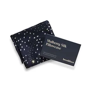 Brooklinen Mulberry Silk Pillowcase - 100% Mulberry Silk - Standard Size, Celestial Blue | Skin, Hair and Sleep Benefits