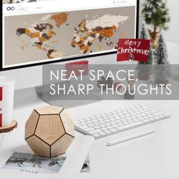 2025 Desk Calendar Wood Dodecahedron, DnD Gifts for Men, Funny Office Gifts for Coworkers, Unique Me...