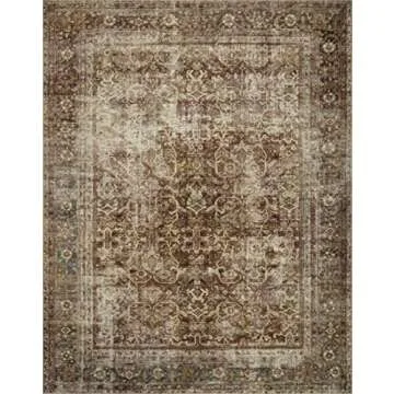 Loloi Magnolia Home by Joanna Gaines Sinclair Collection SIN-01 Rust/Lagoon 7'-6" x 9'-6", .25" Pile Height, Machine Washable, Area Rug
