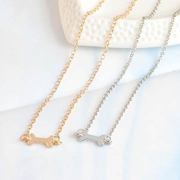 Meiligo Friendship Dog Bone Necklace Key Chain Set
