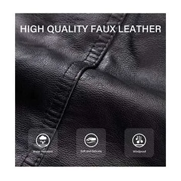 Bellivera Women's Faux Leather Short Jacket Moto Sherpa-Lined Belt Coat with Removable Fur Collar 9203 Black M