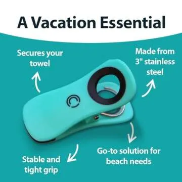 CoreClips Towel Clips for Beach Chairs on Cruise - 2.5” Opening Heavy Duty Beach Chair Clips for T...
