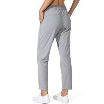 Women's Pants with Deep Pockets 7/8 Stretch Sweatpants for Women Athletic, Golf, Lounge, Work (Light...