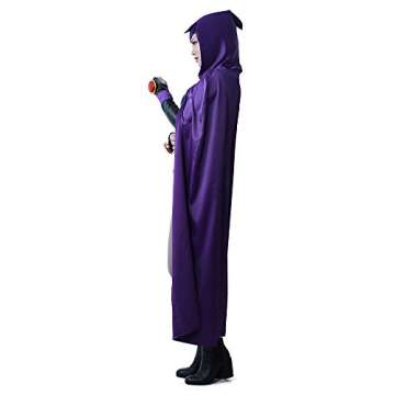 miccostumes Women's Costume Magical Girl Cosplay Fighting Bodysuit Full Set With Purple Hooded Cloak (women s)