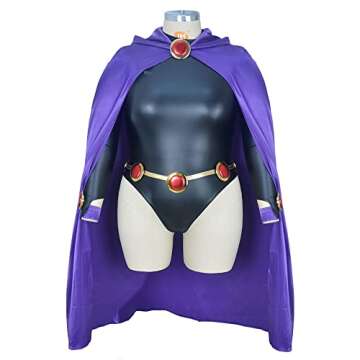 miccostumes Women's Costume Magical Girl Cosplay Fighting Bodysuit Full Set With Purple Hooded Cloak (women s)