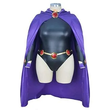 miccostumes Women's Costume Magical Girl Cosplay Fighting Bodysuit Full Set With Purple Hooded Cloak (women s)