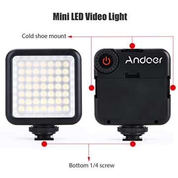 Andoer Smartphone Video Rig Kit Including Smartphone Cage with 3 Cold Shoe Mounts + 2pcs Mini LED Video Lights + Microphone with Shock Mount Wind Screen for Vlog Video Recording Live Streaming