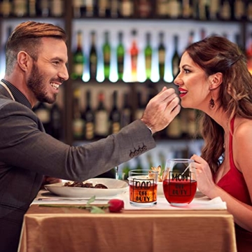 Futtumy New Parents Gifts for Couples, Mom & Dad Off Duty Stemless Wine Glass & Whiskey Glass, New Parents Gifts First Time Parents Gifts New Mom and Dad Gifts for Mother Day Father Day Christmas