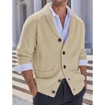 Karlywindow Men's Shawl Collar Cardigan - Warm & Stylish